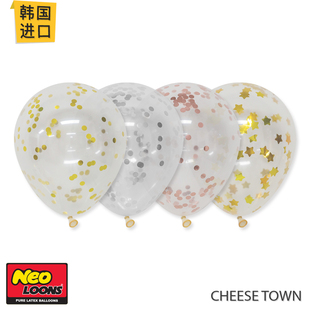 10寸进口韩国NEO填充亮片透明乳胶气球 闪片球蛋糕点缀用装饰网红