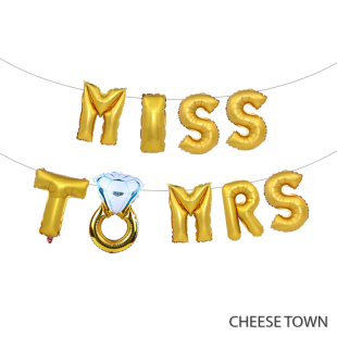 欧美婚礼结婚订婚铝膜铝箔 MRS钻石字母气球 16寸可悬挂MISS