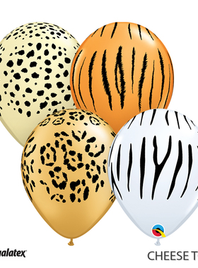 美国进口Qualatex11寸先锋动物纹印花橡胶气球豹纹虎纹斑马纹野外