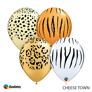 美国进口Qualatex11寸先锋动物纹印花橡胶气球豹纹虎纹斑马纹野外