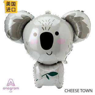 美国进口A牌Anagram可爱考拉铝膜气球 灰色树袋熊无尾熊KoalaBear