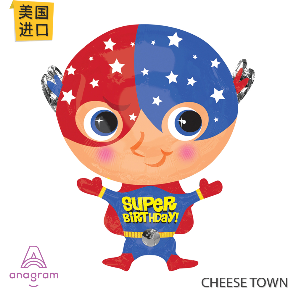 美国进口A牌Anagram生日小超人24寸铝膜气球 可爱卡通英雄红蓝色