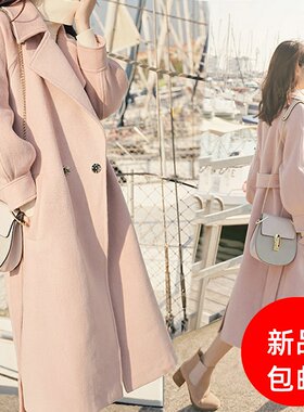 秋冬新款赫本毛呢气质外套加厚中长款女学生森系过膝呢子大衣包邮