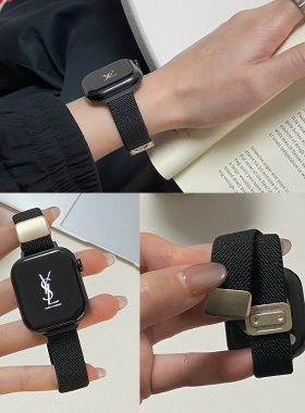 适用iwatch苹果手表带s11尼龙编织s10新款se女applewatch腕带s987