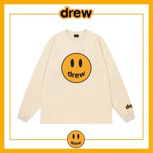 纯棉打底衫 Drew笑脸长袖 T恤男潮牌欧美高街贾斯汀比伯宽松情侣款