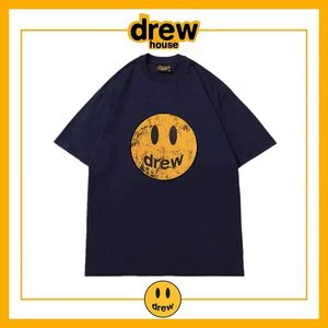 Drew做旧笑脸短袖T恤潮牌欧美高街贾斯汀比伯宽松情侣款纯棉上衣