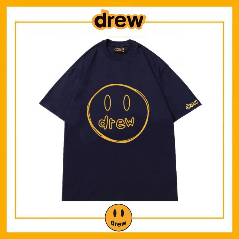 Drew笑脸小众字母潮牌美式高街宽松男女情侣装夏季纯棉FOG短袖T恤