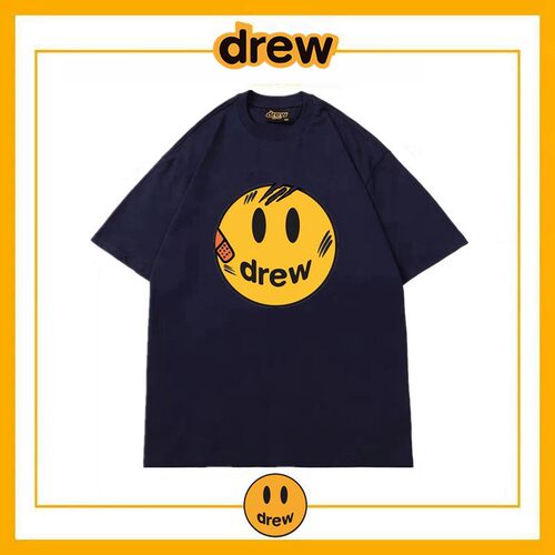 Drew受伤笑脸短袖T恤男潮牌高街贾斯汀比伯宽松情侣夏季纯棉上衣