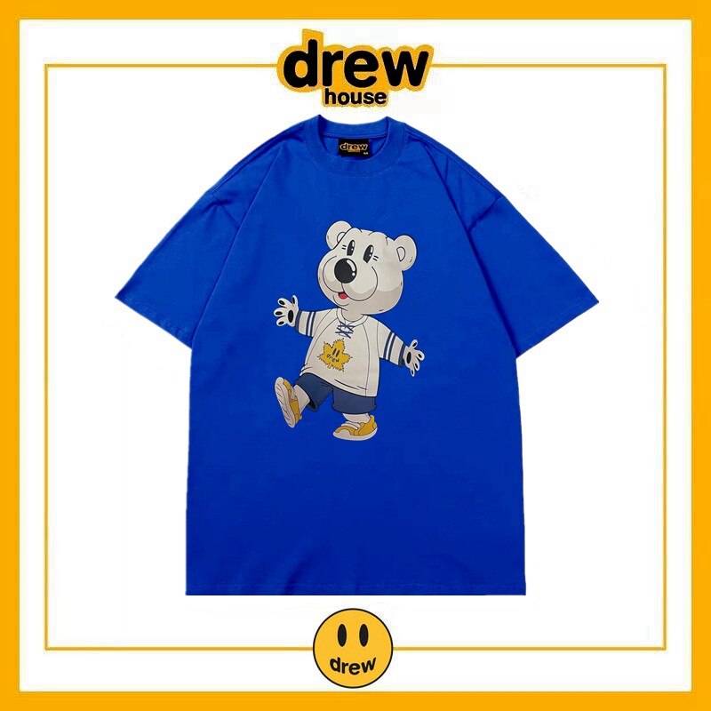 drew02house北极熊短袖t恤女潮牌drew联名冰球队宽松情侣纯棉上衣
