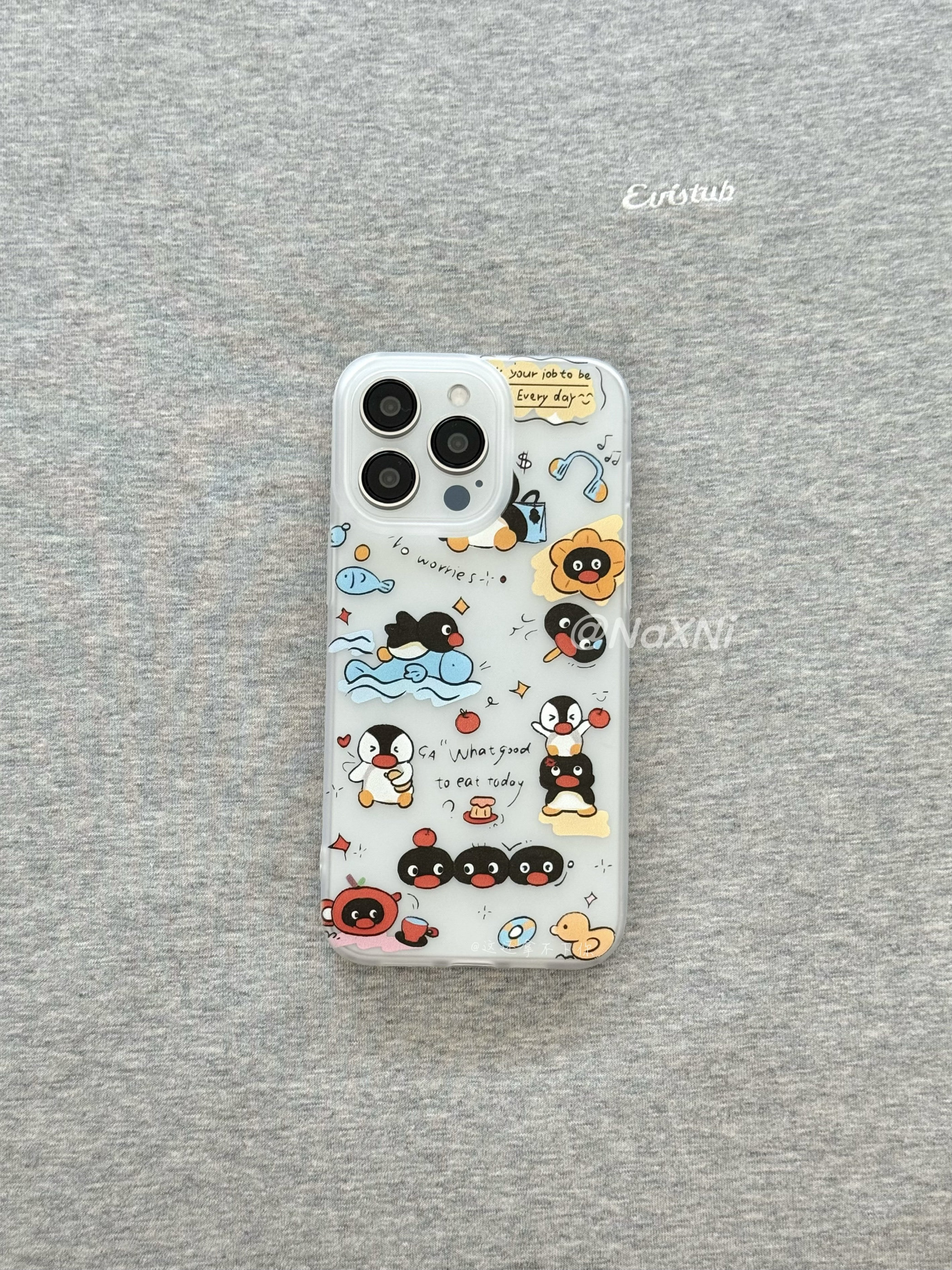 卡通趣味搞怪骑鱼企鹅适用苹果15promax手机壳新款ins风可爱苹果14Pro大孔磨砂全包11/x r小众透明硅胶软壳