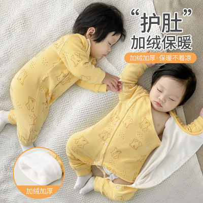 连体衣服纯棉冬季加绒婴儿