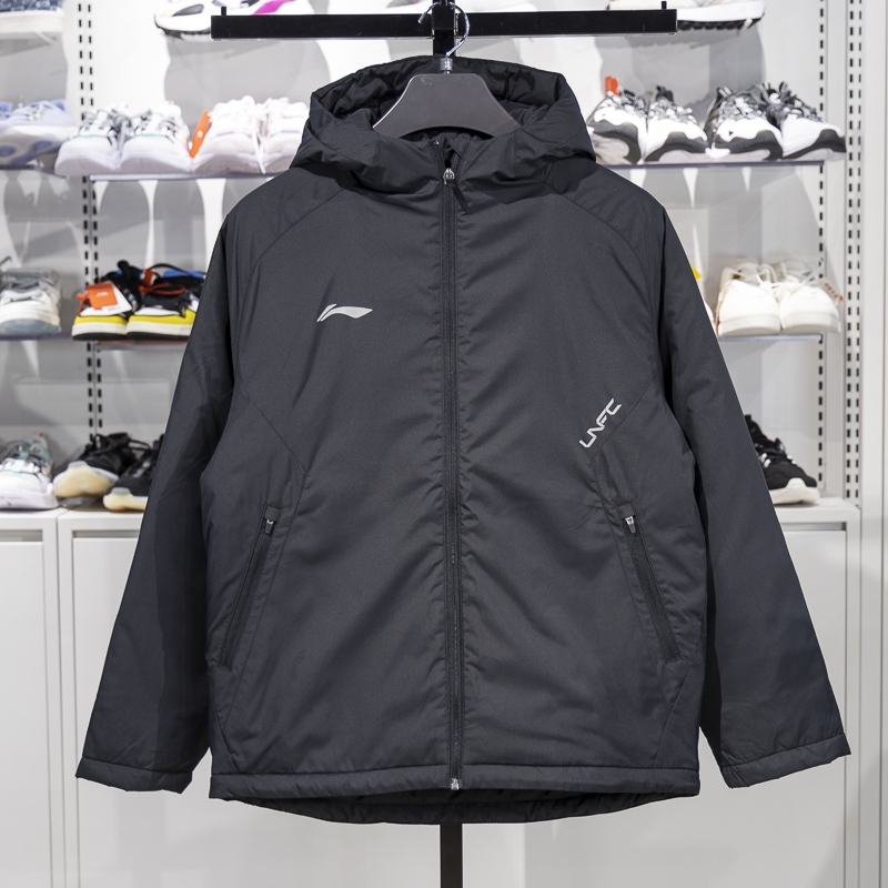 李宁正品2024冬季新款男大童加厚保暖运动休闲连帽棉服YJMU019-3