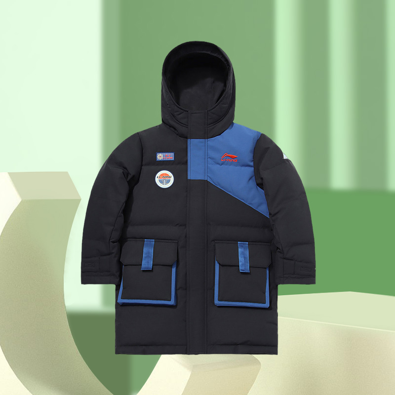 李宁正品童装男童羽绒服冬款休闲厚款保暖中长款羽绒服YYMQ027