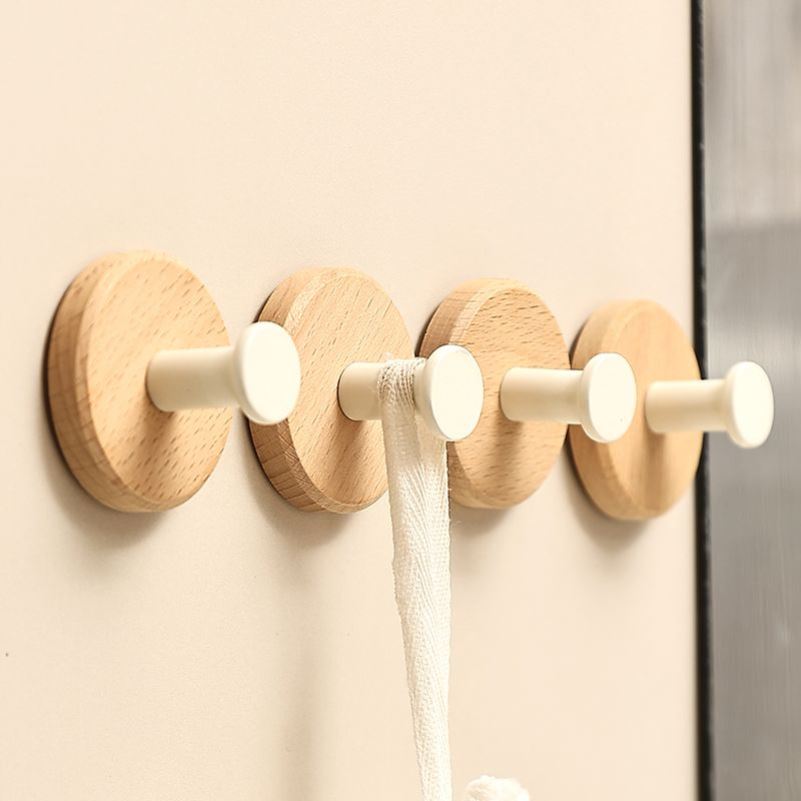 原木风挂钩强力粘胶免打孔卫生间毛巾挂钩门后墙上衣帽钩子
