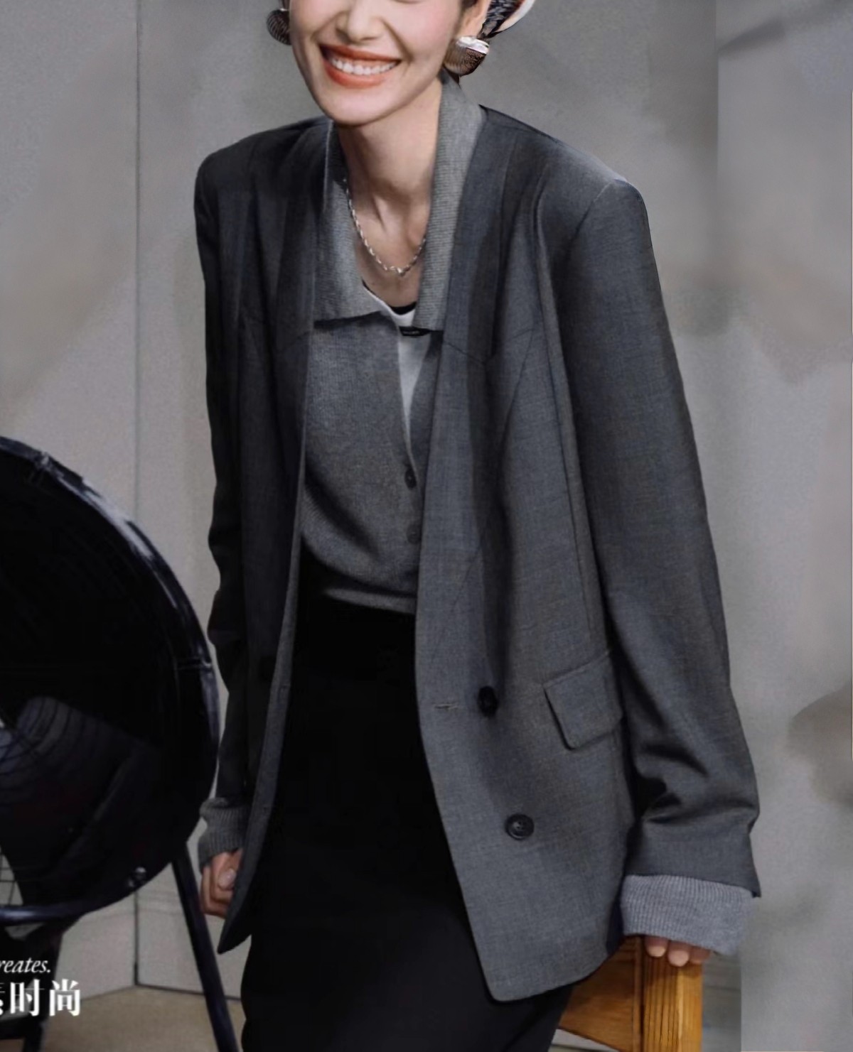 刘雯明星同款2024秋新款气质宽松显瘦西装外套女精纺羊毛西服上衣