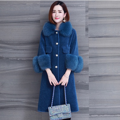 赤熠韩版羊毛中长款皮草女装
