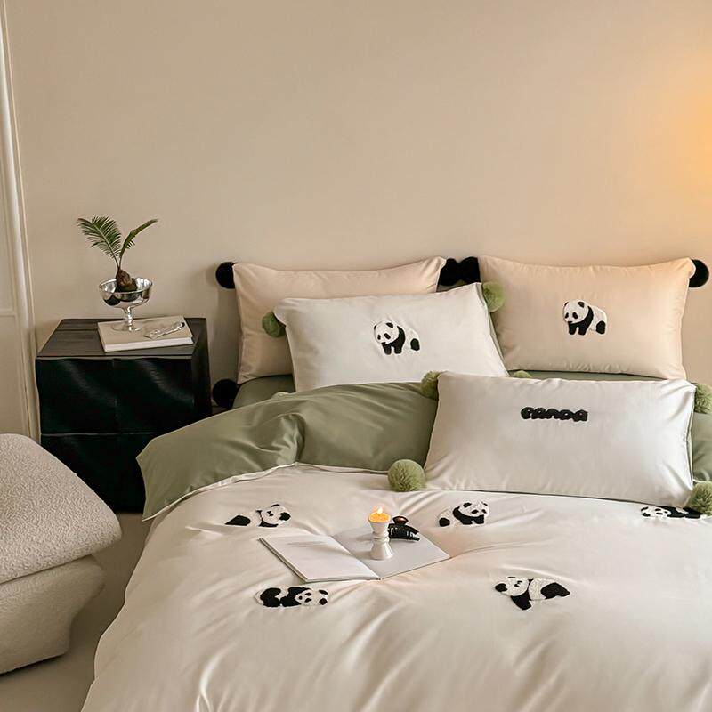 100S全棉磨毛四件套可爱少女心毛球毛巾绣小兔子纯棉加厚秋冬床品