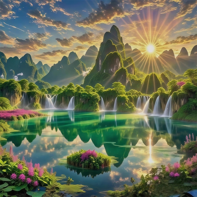 超美山水风景图客厅卧室出租房墙面遮瑕丑美痕自然风光自粘贴画