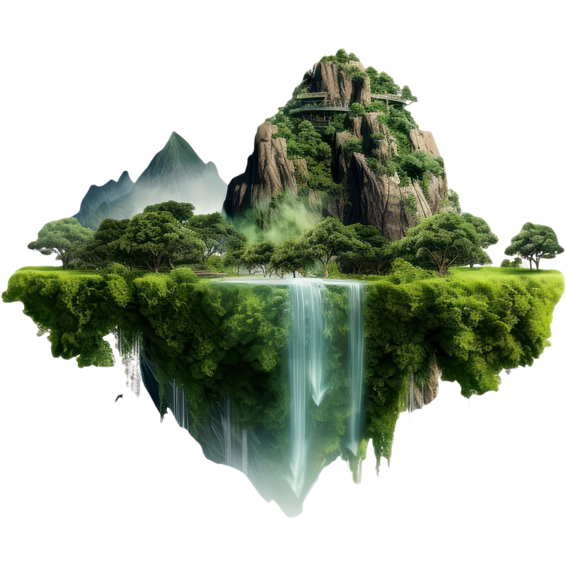 创意假山流水装饰贴纸客厅卧室浴室3d立体风景墙贴防水自粘可定制图片