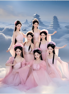 七仙女下凡海报室内墙面爆款自粘贴纸画卫生间卧室装饰壁纸防水