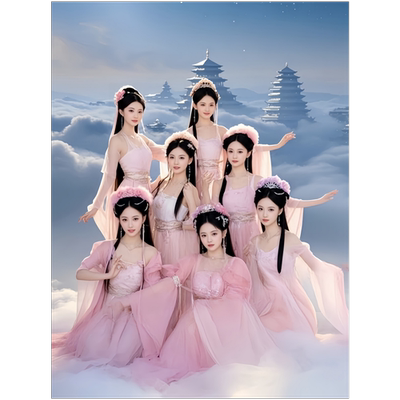 七仙女下凡海报室内墙面爆款自粘贴纸画卫生间卧室装饰壁纸防水