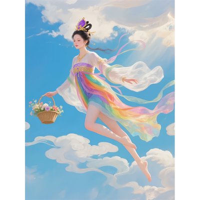 仙女下凡海报卧室浴室出租房墙面神仙美女装饰古风贴画防水自粘贴