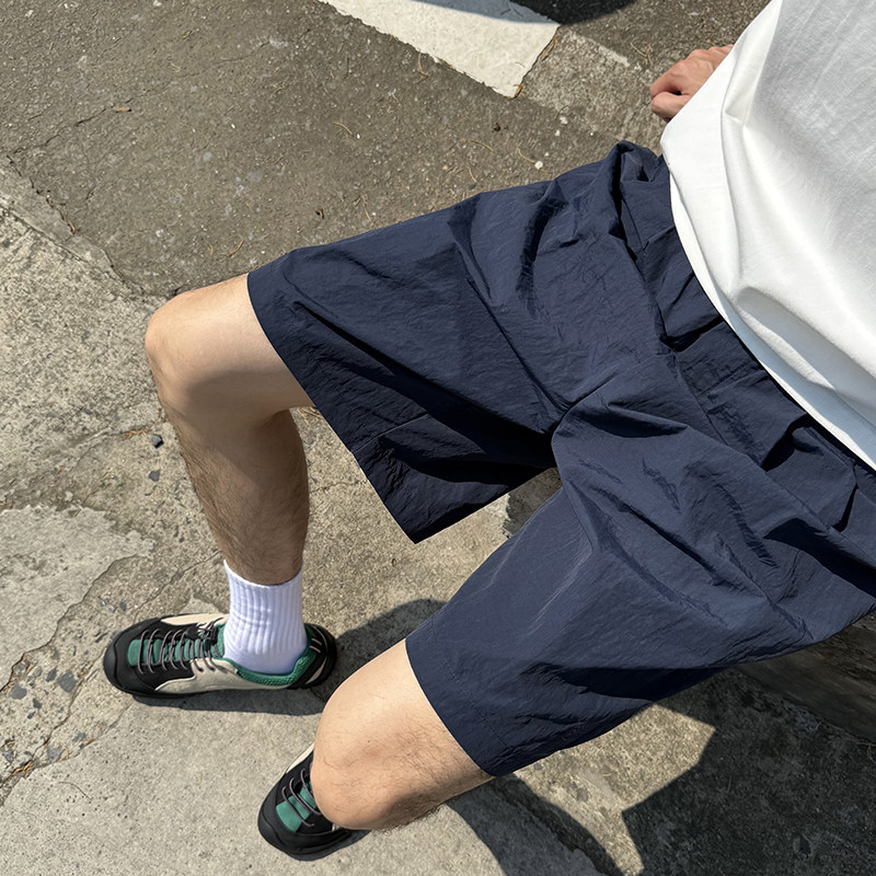 王几又 松紧带速干运动短裤男夏季新款日系复古户外休闲宽松百搭