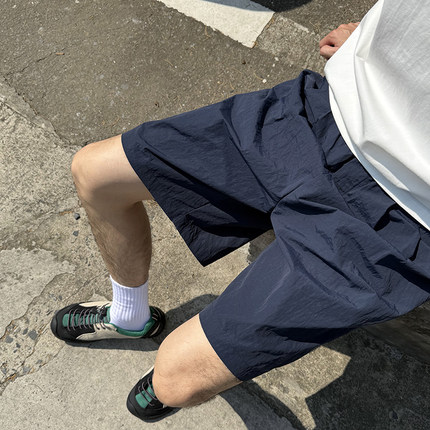 王几又 松紧带速干运动短裤男夏季新款日系复古户外休闲宽松百搭