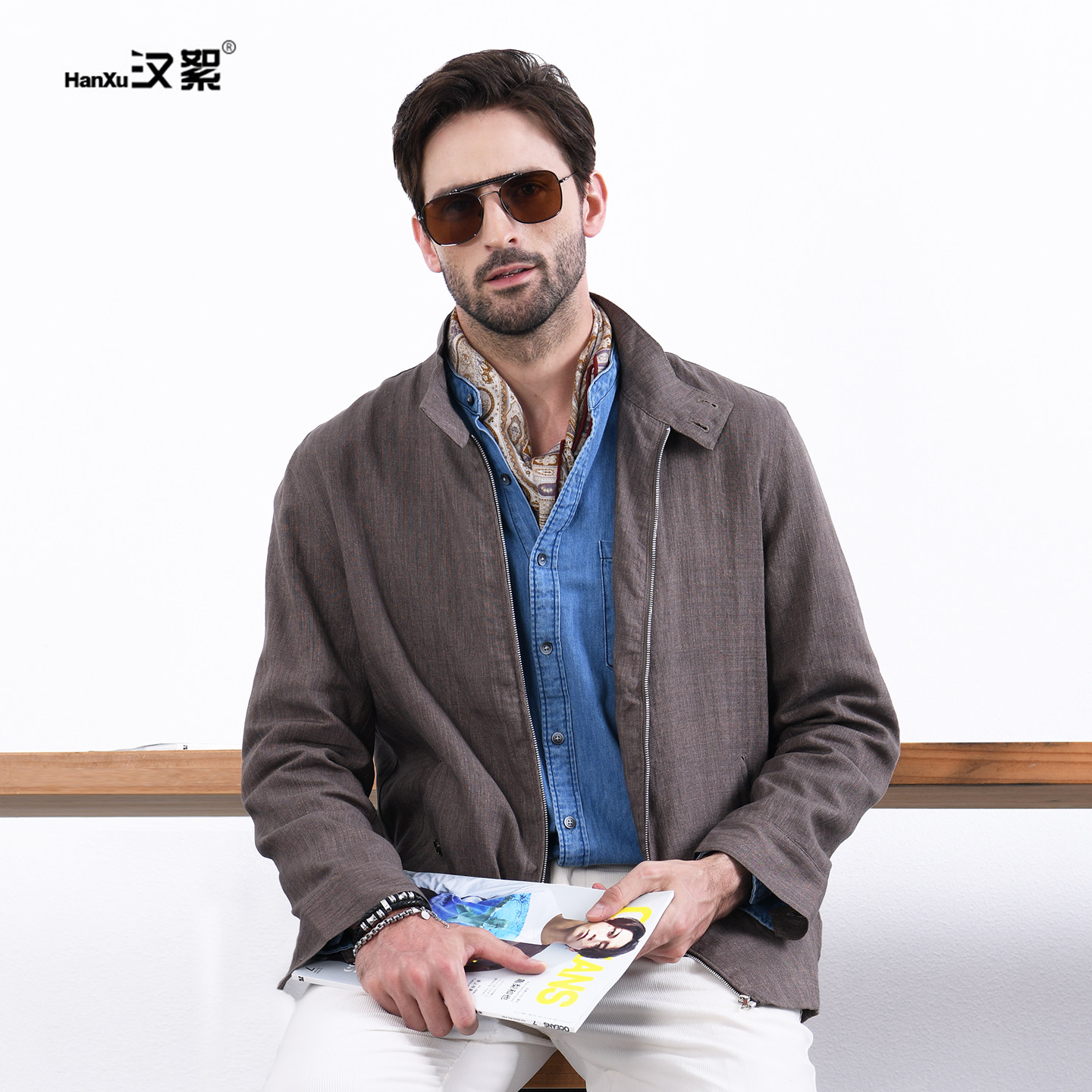 汉絮天丝亚麻哈灵顿夹克男士春秋季复古休闲拉链款立领麻料外套男,男装,夹克,淘宝优惠券,粉丝福利购,淘宝优惠卷