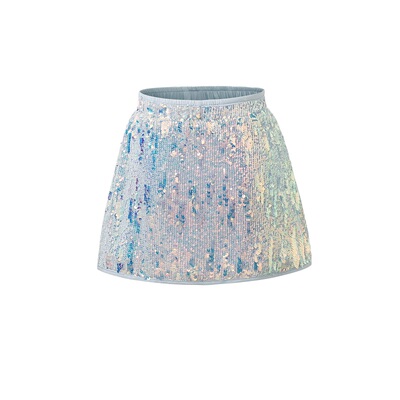 女童银色亮片半身裙2026春夏新款女宝洋气百搭美人鱼半裙公主裙裤