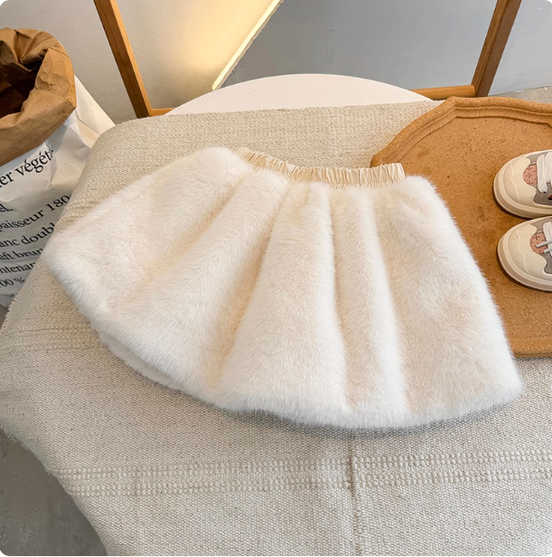 女童秋冬款A字裙半身裙宝宝时髦羊羔绒短裙儿童裙子冬装冬裙半裙9