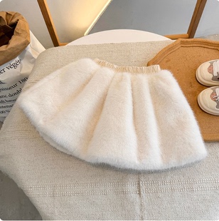 女童秋冬款A字裙半身裙宝宝时髦羊羔绒短裙儿童裙子冬装冬裙半裙9