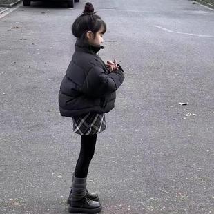 女童毛呢格子半身裙春秋冬加绒复古甜美直筒A字裙女宝百搭短裙裤9