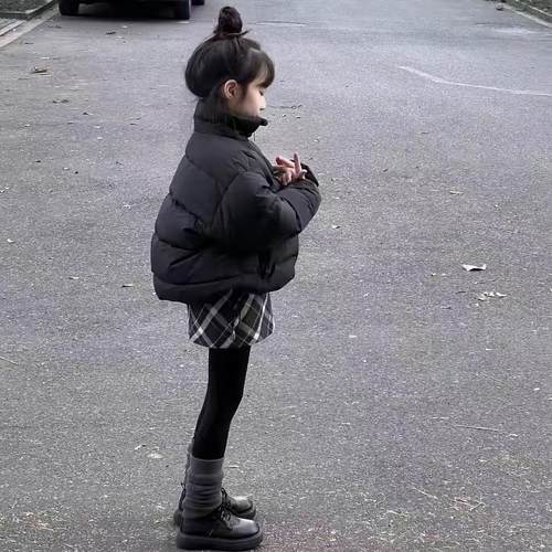 女童毛呢格子半身裙春秋冬加绒复古甜美直筒A字裙女宝百搭短裙裤9