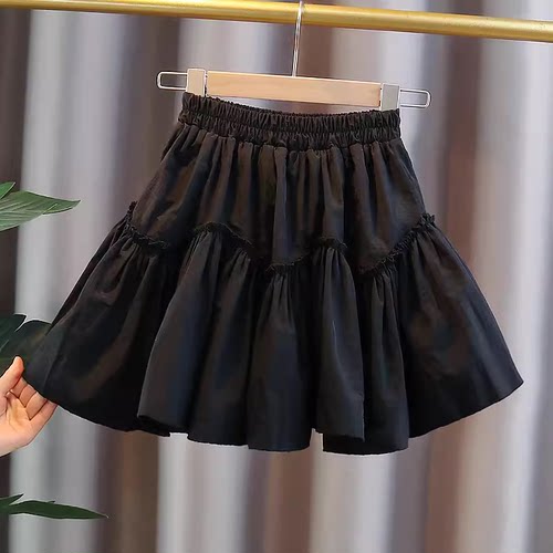女童春秋季2026洋气半身裙JK新款儿童百褶小黑裙大童防走光短裙子
