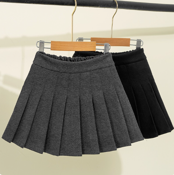 女童百褶裙毛呢短裙秋冬2025新款中大儿童jk制服学院风冬季半身裙