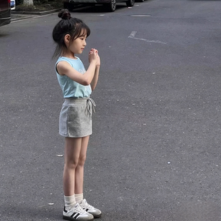 女童夏裙半身裙2026秋款韩版短裙儿童灰色包臀裙防走光一步裙伞裙