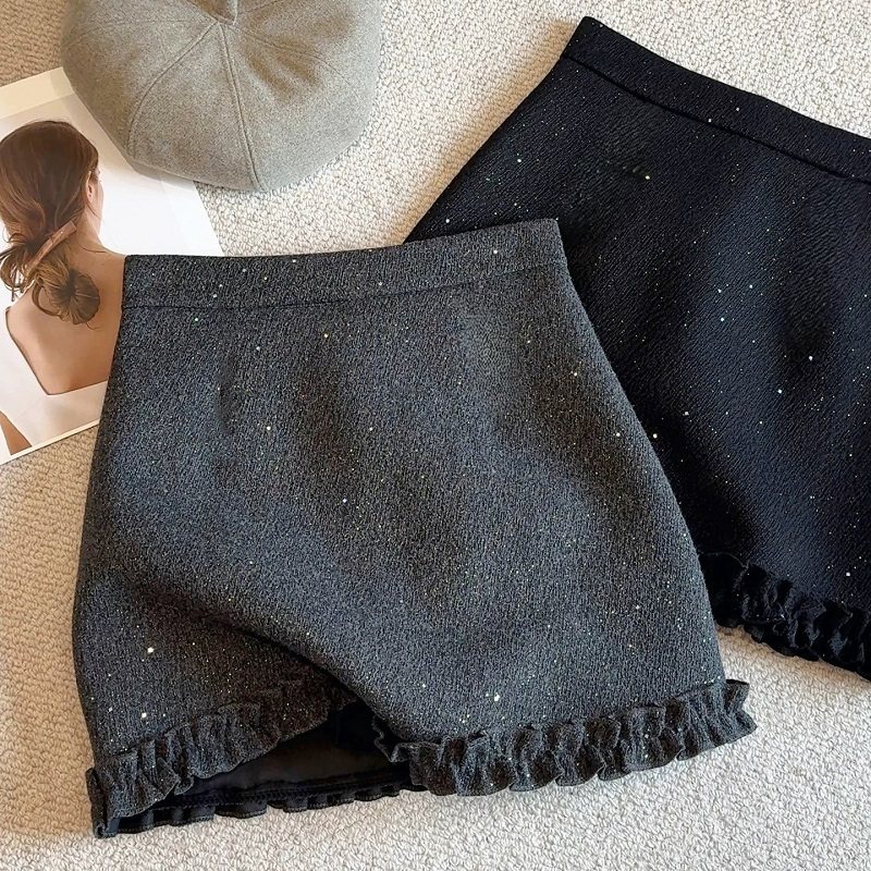 女童亮片毛呢短裙冬季2025秋冬新款小女孩木耳边A字包臀半身裙裤3,童装/婴儿装/亲子装,半身裙,淘宝优惠券,粉丝福利购,淘宝优惠卷