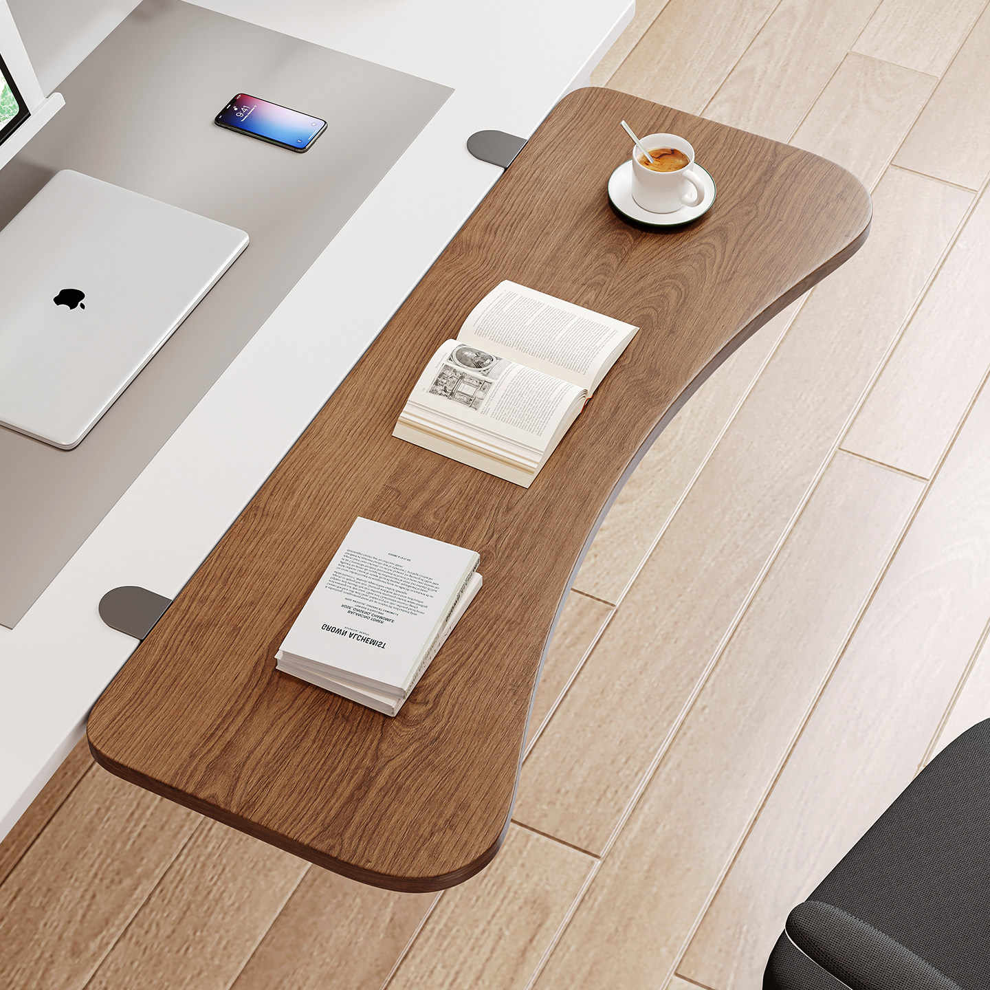 实木桌面延伸板收纳折叠板置物架办公桌书桌电脑桌加宽板键盘托架