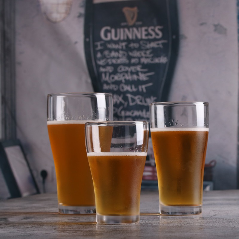 乐美雅钢化玻璃杯耐高温收腰杯宽口精酿啤酒杯牛奶杯可微波炉加热