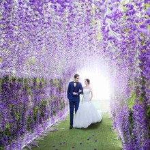 仿真紫藤花假花紫罗兰吊顶花藤室内婚庆装饰藤条塑料花条藤蔓植物