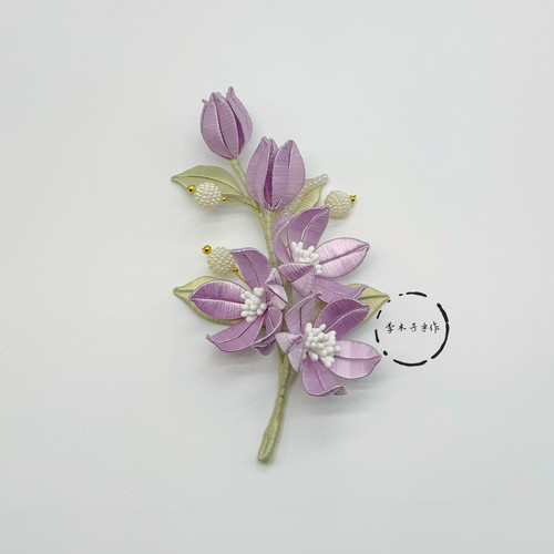 非遗缠花发夹成品紫色简约边夹diy材料包浅色汉服发饰古风头饰