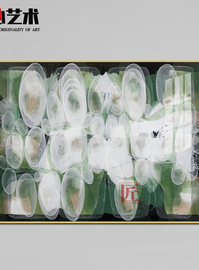 现代简约晶瓷画装饰画沙发背景墙绿色抽象样板房别墅玄关艺术挂画
