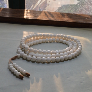 天然真白玉菩提圆珠108佛珠手串原生态精工文玩念珠手链男女项链