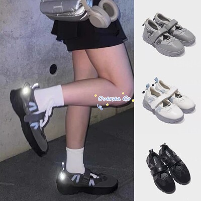 厚底魔术贴机能风玛丽珍珠芭蕾鞋