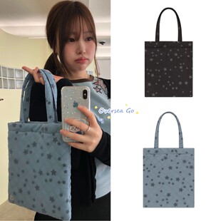 现货 coyseio 新款可爱日系少女星星印花图案单肩包手提包托特包