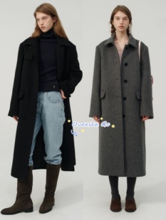 现货 the barnnet 八奶秋冬款大衣 简约赫本风单排扣长款外套女