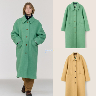 现货 sienne 2024新款 复古气质纯色宽松休闲中长款大衣外套女