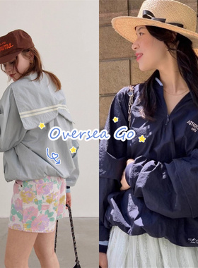 现货 modest mood 202秋季3新款 大翻领刺绣字母套头防晒衣外套女