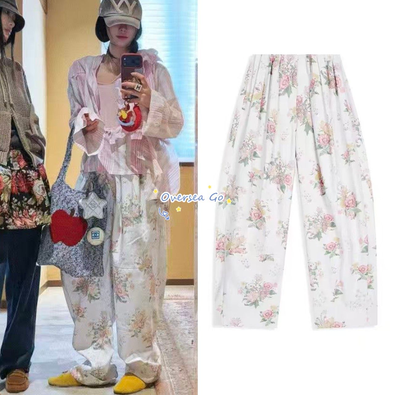 在途现货OPEN YY 26春夏新款花卉印花褶皱休闲裤工装阔腿裤长裤女,女装/女士精品,休闲裤,淘宝优惠券,粉丝福利购,淘宝优惠卷